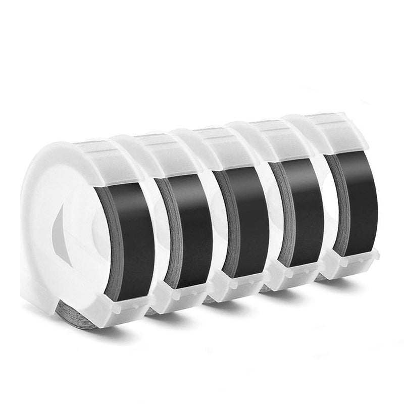 Methray Embossing Label Tape Compatible with Dymo Label Maker,3/8 Inch 3D Plastic Labels Replacement for Dymo Organizer Xpress 12965 DYM 12966 Office Mate II (White on Black) - Image 1